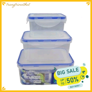 Bộ 3 hộp đựng B14 hộp đựng thức ăntrái cây có nắp gài tiện lợi TTNTB14