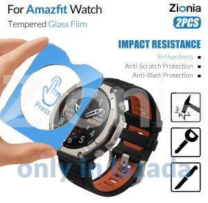 Zionia 2PCS Screen Protector for Amazfit T-Rex Ultra 2 3 Pro Active Premium Square T Rex Ultra2 Active2 Active3 9H Tempered Glass HD Protective Film 2.5D Full Coverage Anti-Scratch Guard Accessory