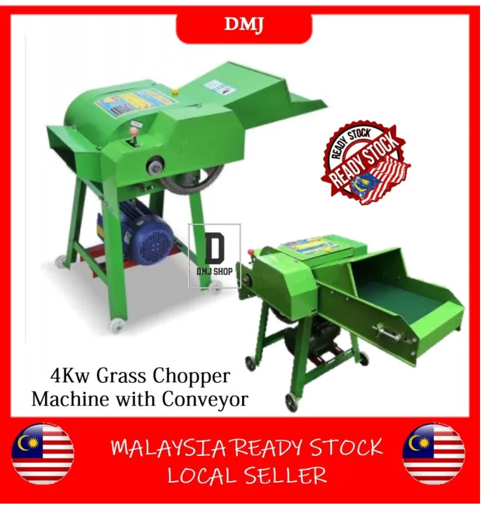 4000 Watt Electric Chopper Machine With Conveyor Belt 6 Knife Grass ...