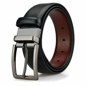 Reversible belt design with a replaceable buckle coffee and black