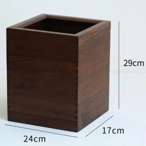 FFBH Solid Wood Waste Bin Luxury Natural Style Trash Can Wood Grain Pattern Square Bucket Practical Household Daily Cleaning Tools M1Y4T