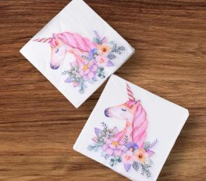 Party Napkin / Serviette (Paper) - Colour Cartoon Unicorn Print [NSP022]