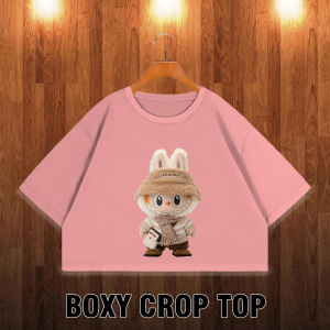 GET FASHION CROP TOP OVERSIZE LABUBU / CROP TOP BOXY LABUBU / T SHIRT CROP / BASIC CROP / LABUBU