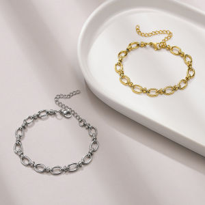 Kemstone Vòng Tay Dây Chuyền Ghép Mảnh Lạ Mắt Bện Màu Vàng Thép Không Gỉ Cho Nữ Trang Sức Mẫu