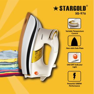 STAR GOLD AUTOMATIC Golden Ceramic DRY IRON With Warranty Seterika Baju Stargold with warranty