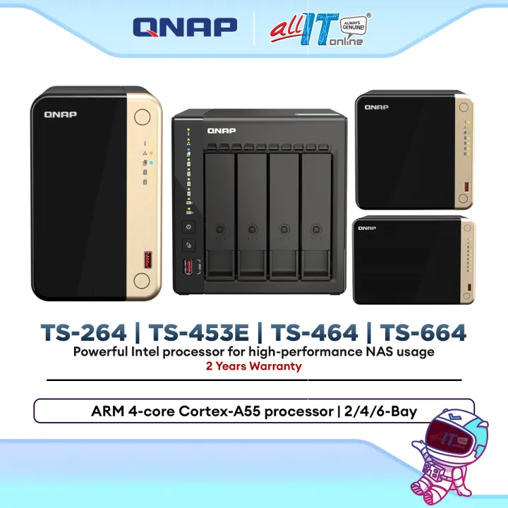 QNAP TS-264 | TS-464 | TS-453E | TS-664 NAS Storage 2-Bay / 4-Bay / 6-Bay Intel Quad Core 2.5GbE HDMI NVMe