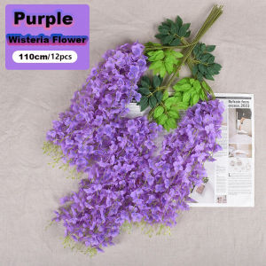 【12pcs】110cm Artificial Fake Wisteria Vine Romantic Home Decoration Wall Decoration Hanging Flowers String