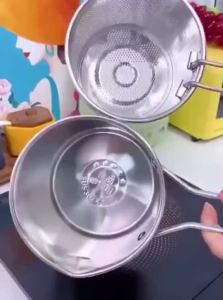 ( Dùng được bếp từ) Nồi Chiên Ngập Dầu Bằng Thép Không Gỉ 304 Có Lưới Lọc Tiết Kiệm Dầu Siêu Tiện Lợi