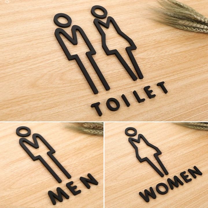 PLUMH Acrylic Men Women Toilet Signs Gold 3D Wc Signage Orientation ...