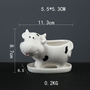 Chậu Sứ Trồng Cây Sen Đá Xương Rồng Hình Bò Sữa Có Đế Lỗ Thoát Nước Chậu Không Cây
