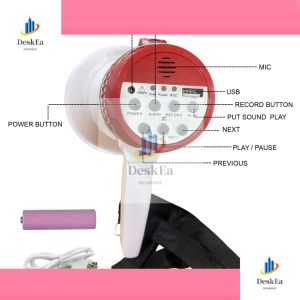 Rechargeable Portable Megaphone Foldable Handheld Loud Speaker with Built-in Siren Recorder Play / Pembesar Suara