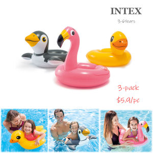3-PACK INTEX Animal Inflatable Split Swim Rings - Assortment*3-6years*Pump to choose*Bestway Repair Kit FREE