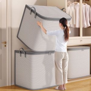LHPFI ความจุขนาดใหญ่ ถุงเก็บผ้าห่มเสื้อผ้า พร้อมซิป ป้องกันความชื้น กระเป๋าจัดระเบียบ คุณภาพสูง ป้องกันฝุ่น ถุงบรรจุ ครัวเรือน