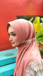 renda serut Erin hijab jilbab serut Jersey polos renda premium jilbab harian cantik terbaru