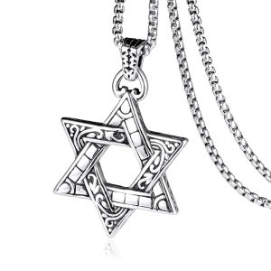 Dây Chuyền Ngôi Sao David 6 Cánh. Vòng Cổ Ngôi Sao Thép Titan Không Gỉ. Mặt Dây Chuyền Nam Nữ