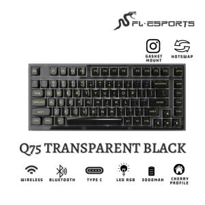 Bàn phím máy tính FL-Esports Q75 SAM (Transparent White Light Ice Keycap/Transparent Black Dark Ice Keycap) 3 Mode-Gasket Mount_Mới hàng chính hãng