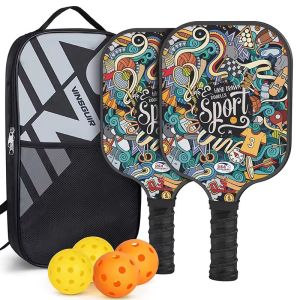 Pickleball Paddles USAPA Approved Composite Pickleball Set of 2 Pickleball Rackets with 4 Pickleballs Balls Pickleball Bag Pickle Ball Paddle Gifts for Women Men Kids Beginners