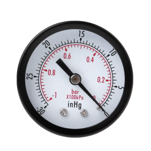 50mm Dial Size Vacuum Manometer 1/4" BSPT Thread 0~-30inHg 0~-1bar Sturdy Metal for Case Dual Scale Measuring Water Oil