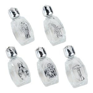 6Pcs Embossed Glass Holy Water Container Christian Religious Ceremony Accessories Essential Oil Bottles With Secure Caps