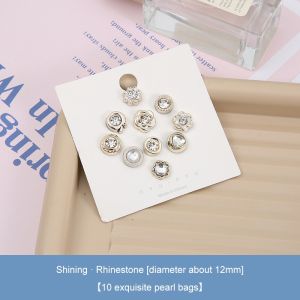 Fy💙 5/10PCS bros berlian imitasi mengkilap / kancing tanpa jahit mutiara / pin bros tanpa kancing yang dapat dilepas / aksesoris mode sweater/Aksesoris Wanita