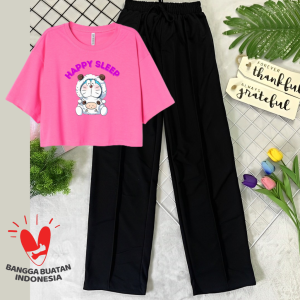 Baju Stelan Cocok Untuk Remaja - Korea Style Motif Dora Happy Sleep
