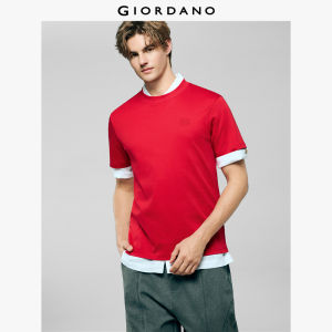 Giordano Mens Liquid Touch Slim Embroidery Short Sleeve Tee (Smart Collar) 01026802