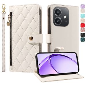 For OPPO A3X A3 A5 Pro A17 A17K A18 A38 A15 A15S A57 A58 A60 A77 A77S A78 A79 A98 Phone Case Zipper Magnetic Fragrant Wind Leather Wallet Card Slot Flip Cover Casing