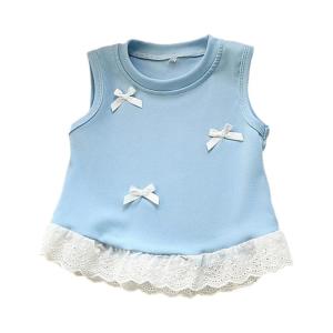 Bé gái mới biết đi thoáng khí áo ba lỗ ngắn áo không tay T-Shirt Tính năng Bowknot và Ruffle chi tiết cho thời tiết ấm áp