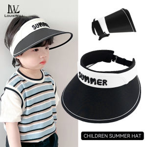 LouisWill Kids Sun Hat Children Summer Hat Empty Top Hat Casual Sport Sun Hats Portable Beach Cap Large Brim Cap Sun Protection Cap UV Protection Hat With Windproof Rope for Kids Outdoor Travel