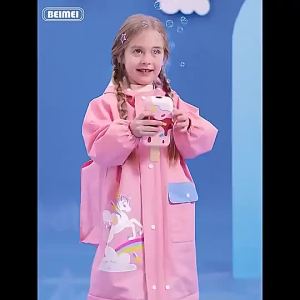 Raincoat For Kids Childrens Backpack Raincoat PVC Waterproof Childrens School Travel 6-15yrs