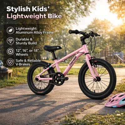 Beige Kids Bike for kids Mountain bike 12/16/18 inch Adjustable Seat With Basket disc brake for 2-12 Years bike