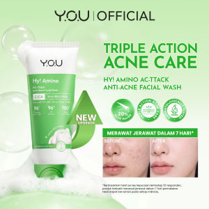 YOU Hy! Amino AC-Ttack Anti-Acne Facial Wash Jerawat Kulit Berminyak 100g | Sabun Pembersih Wajah Salicylic Acid Centella Asiatica