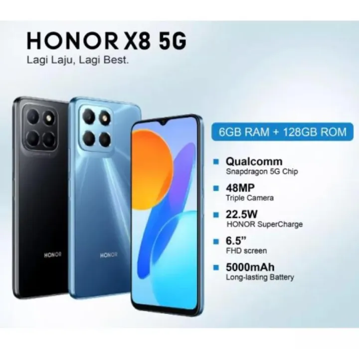 Honor X8 5G (6GB+2GB Extended Ram)+128GB Rom (Original Malaysia Set) With  Premium Gift –