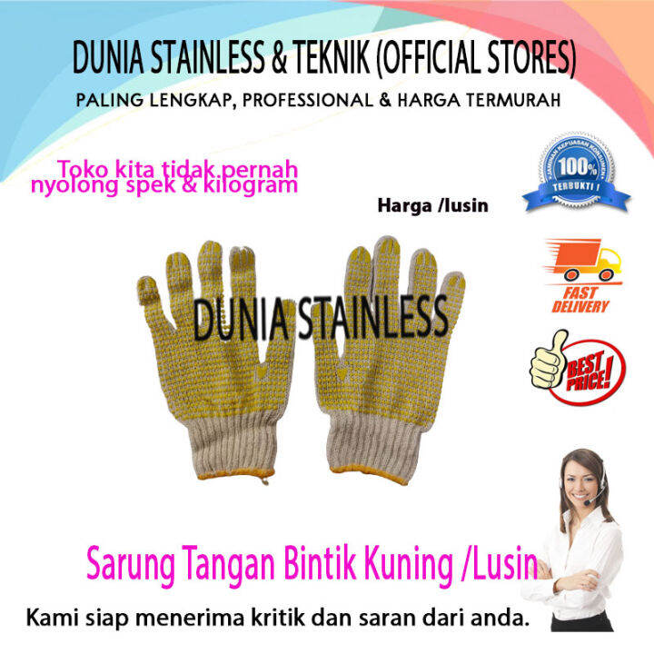 Sarung Tangan Bintik Kuning Lusin Lazada Indonesia