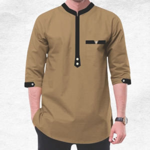 Exclusive Kurta Lelaki Como Crepe 3/4 Sleeves with Front Zip & Button Trend Terkini Men Casual Wear