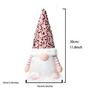 LETIGO Fabric Christmas Gnome Figurine Plush White Beard Sequin Pointed Hat Plush Gnome Doll Gifts Freestanding Tomte Figurine Christmas Table Decor