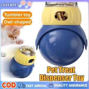 Pet Tumbler Treat Dispenser Owl-shaped Cat Teaser Toy Dog Educational Toy Wobble Food Puzzle Inddor