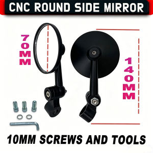 Full Alloy Retro Round Side Mirror Universal Medium Stem Clean Lens Adjustable Rearview Mirror for Motorcycle