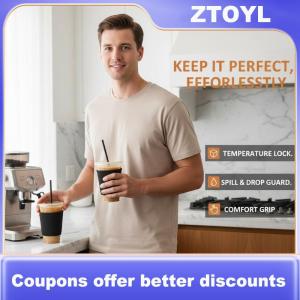 【ZTOYL】 Reusable Iced Coffee Sleeve Set Insulated Drink Holder Fits Most Cups for Cold and Hot Beverages Prevent Condensation and Burns