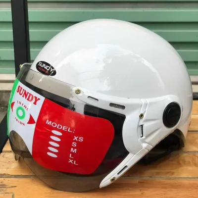 Mũ nón bảo hiểm nửa đầu 1/2 có kính nam nữ - Sundy trơn Helmet