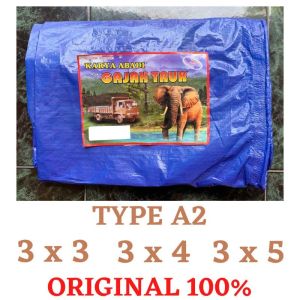 TERPAL PLASTIK A2 UK 3x3 3x4 3x5 BIRU SILVER BAHAN KOREA CAP GAJAH