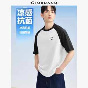 Giordano Beau Monde Men Ice cooling embroidery raglan sleeve tee Free Shipping 13024307
