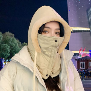 หมวกกันความร้อนขี่จักรยานไฟฟ้าผู้หญิง หมวกกันลมและกันหนาว หมวกอุ่นๆ  หมวกขี่จักรยาน กันฝุ่นกันฝุ่น หมวกสวมหัว ใช้ได้ทุกเพศ หมวกขี่มอเตอร์ไซค์กันลมกันหนาว