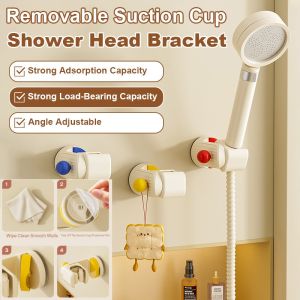 🔥Hot Sale 🔥Bathroom Shower Bracket Removable Shower Head Suction Cup Fixed Shower Bracket Top Spray Shower Head Adjustable Shower Mount Shower Head Holder  Suction Cup Shower Bracket Children Rainfall Shower Fixed Bracket Universal