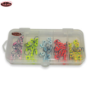 TAKEDO JY59 1.7g Suit 50pcs Pack 5 Colors Triangle Soft Worm Lures Hook Ice Fishing Lead Jig Head Rock Fishing Lures