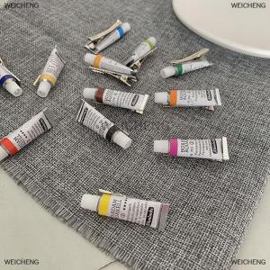 [COD] WEICHENG Funny Paint Watercolor Hair Clip For Women Creative Handmade Duckbill Hairpin