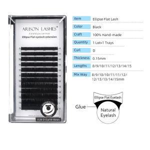 ARISONLASHES Flat Ellipse Eyelashes 8-15mm Ujung Split Berbentuk Soft Cahaya Alami Bulu Mata Palsu