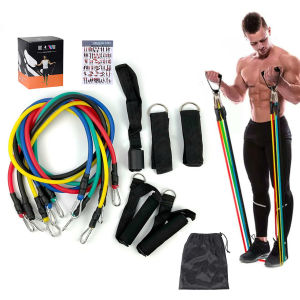 Bộ Dây Ngũ Sắc 5 Dây Kháng Lực Khóa To 100Lbs Tập Gym Yoga Pilates Toàn Thân Kèm Hộp Túi Xách Phụ Kiện
