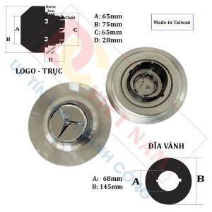Logo chụp mâm ốp lazang bánh xe ô tô Maybach A222-400-2800 chất liệu hợp kim nhôm và nhựa ABS cao cấp