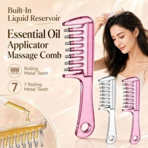 【Ready Stock 】STYLETENK 7-Tooth Scalp Liquid Applicator Comb Precise Ball Bearings Root Treatment Comb Portable Transparent Scalp Applicator Hair Care Tool